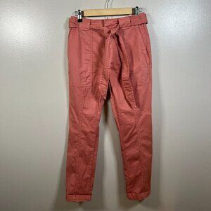 Rebecca Taylor La Vie Patrice High Waist Pants Size 26 Pink Belted Work Office